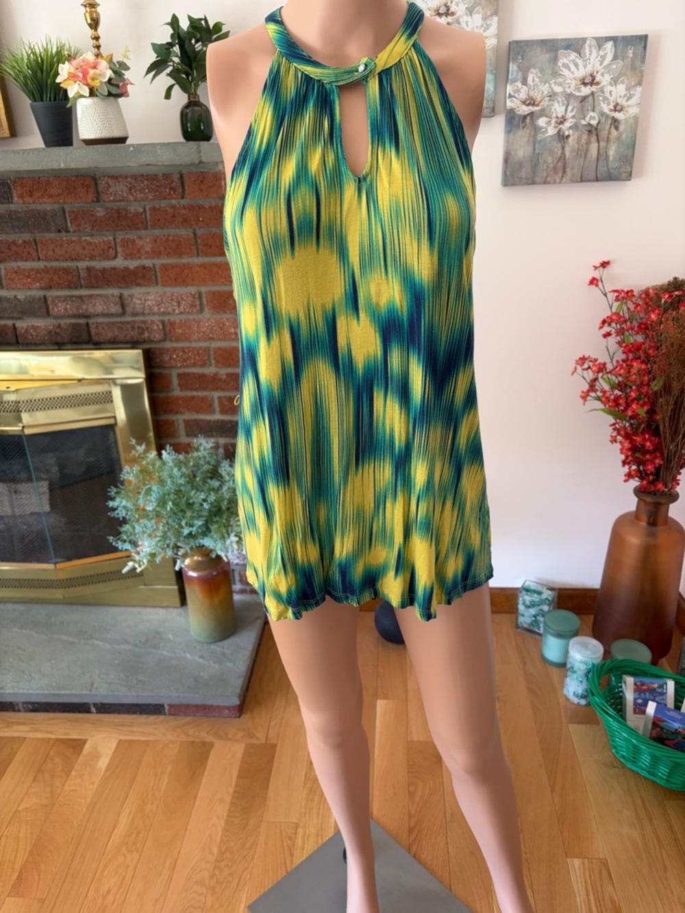 Jennifer Lopez Yellow and Green Halter Tank Top